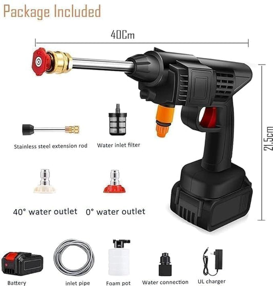 Urban Gears Double Battery Cordless Portable Wireless Pressure Washer Gun 48V 12000mah High Pressure Water Gun Car Wash Bike Washing Cleaning| Adjustable Nozzle and 5M Hose Pipe