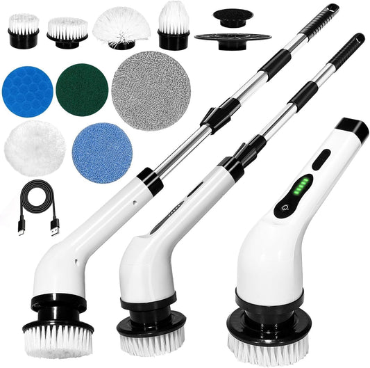 Urbangears 9 in 1 Electric Spin Scrubber, Cordless Cleaning Brush for Bathroom, Kitchen, Floor, Car - 400 RPM, 90 Mins Battery, 9 Replaceable Heads, Adjustable Handle, 2 Speeds Power Scrubber